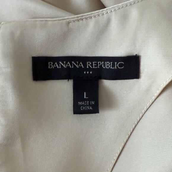 BANANA REPUBLIC SATIN TOP WITH SHORT SLEEVES BEIGE COLOR. SIZE L - Picture 5 of 9